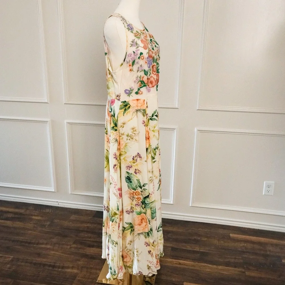 Anthropologie Maxi Dress Womens Floral Embroidered Sleeveless 16 Cream India